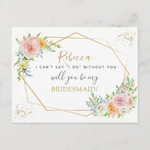 Elegant Floral en goud BRIDESMAID voorstel Uitnodiging Briefkaart