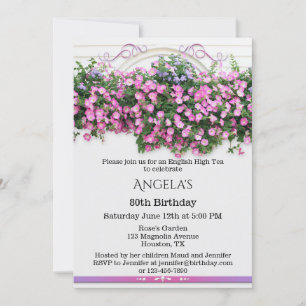 Elegant Floral English Birthday Party Invitation Kaart