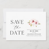 Élégant Floral Enregistrer La Carte Date (Devant)