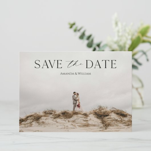 Élégant Floral Enregistrer la carte Date (Debout devant)