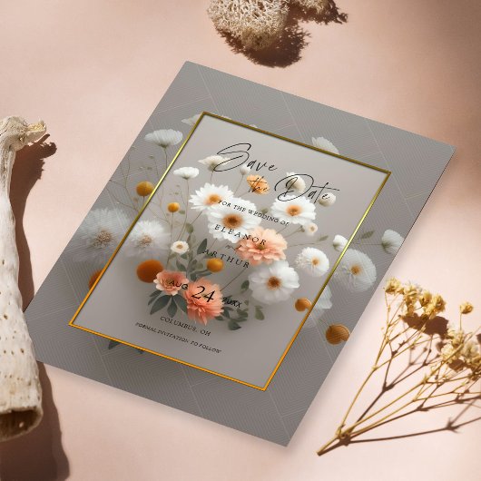 Élégant floral Enregistrer la date - Faire-part de