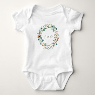 Elegant Floral Eucalyptus Greenery Baby shower Romper