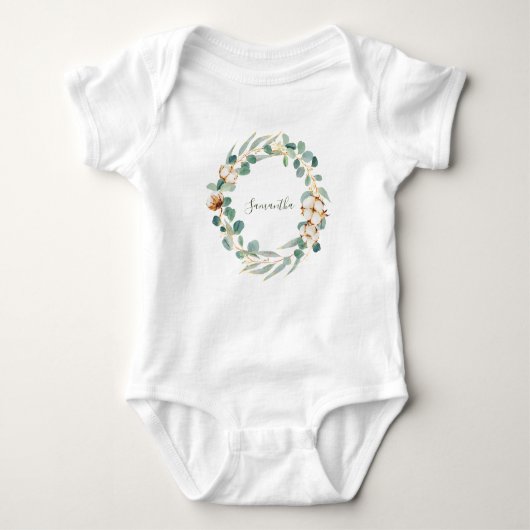 Elegant Floral Eucalyptus Greenery Baby shower Romper (Voorkant)