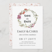 Elegant Floral Eucalyptus Wedding Save the Date (Voorkant / Achterkant)