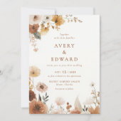 Elegant Floral Fall Wedding  Kaart (Voorkant)