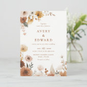 Elegant Floral Fall Wedding  Kaart (Staand voorkant)