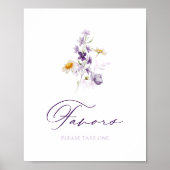 Elegant Floral Favors Sign Poster (Voorkant)