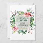 Elégant Floral Fiançailles  douche Invitation (Dos)