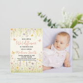 Elégant Floral First Birthday Invitation (Debout devant)