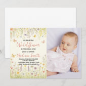 Elégant Floral First Birthday Invitation (Devant / Derrière)