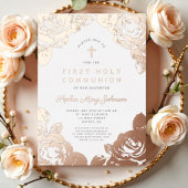 Elegant Floral First Community Roos Gold Folie Uitnodiging