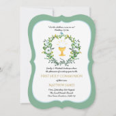 Élégant Floral First Holy Communion Invitations (Devant)