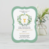 Élégant Floral First Holy Communion Invitations (Debout devant)