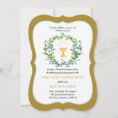 Élégant Floral First Holy Communion Invitations (Devant)