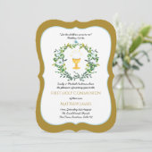 Élégant Floral First Holy Communion Invitations (Debout devant)