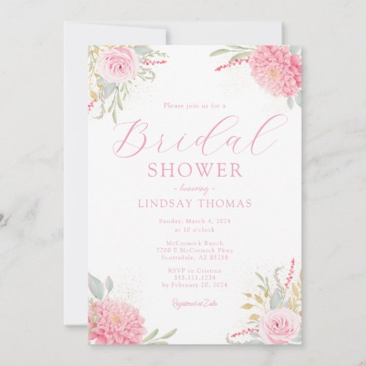 Elégant Floral Fleur sauvage nuptiale Invitation (Devant)