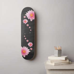 Elegant Floral Floating Pink Lotus Flowers Skateboard