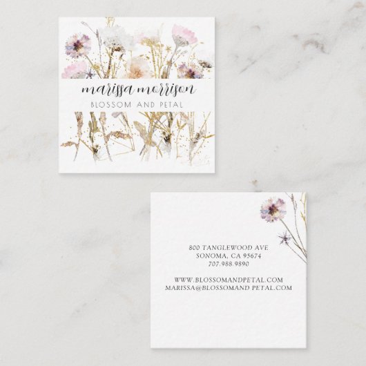 Elegant Floral Florist Square Visitekaartje (Voorkant / Achterkant)