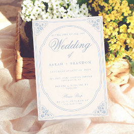 Elegant Floral Frame Vintage Blue Decorative Kaart