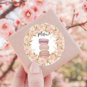 Elegant Floral French Macaron Paris Party Ronde Sticker
