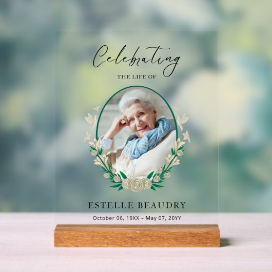 Elegant Floral Funeral Celebration of life Photo   (Neutre)