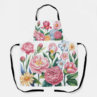 Elegant Floral Garden Art Schort