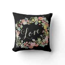 Elegant Floral Garden Beauful Love Black Cushion