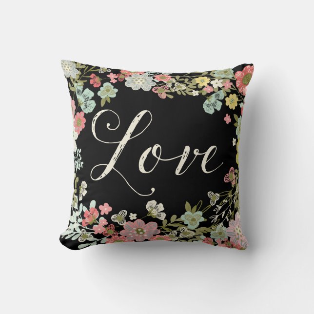 Elegant Floral Garden Beauful Love Script Kussen (Voorkant)