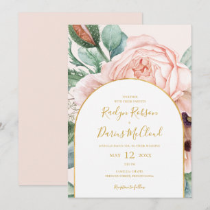 Elegant Floral Garden   Casual bruiloft bij pastel Kaart