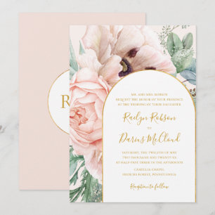Elegant Floral Garden Pastel Traditional Wedding Kaart