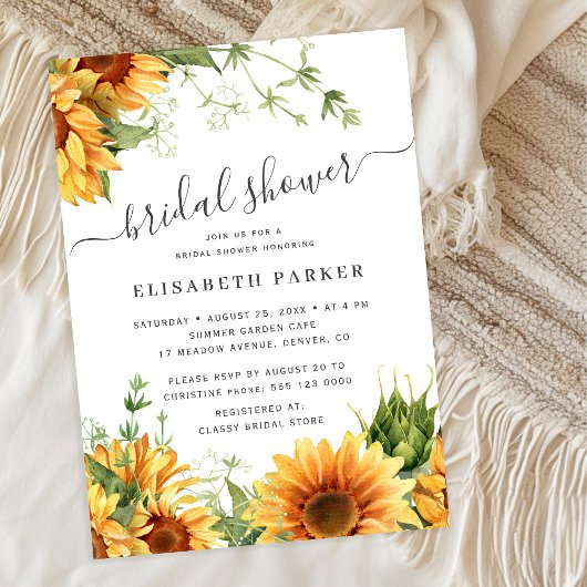 Elegant floral garden white bridal shower kaart