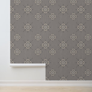 Elegant Floral geometrisch patroon op grijs Behang