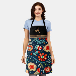 Elegant Floral gepersonaliseerd Initiaal naam Scho Schort