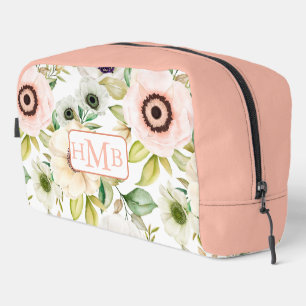 Elegant Floral Gepersonaliseerd Monogram Roze Reiz Toilettasje