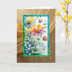 Élégant Floral Get Well, carte 5 pouces x 7 pouces