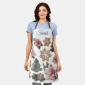 Elegant Floral Gingerbread Custom Christmas Apron Schort (Gedragen)
