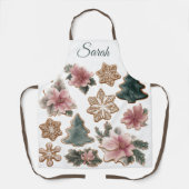 Elegant Floral Gingerbread Custom Christmas Apron Schort (Voorkant)