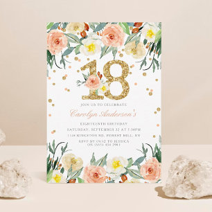 Elegant Floral Girls 18e verjaardag Uitnodigingen