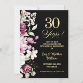 Elegant Floral Gold 30th Wedding Anniversary Save The Date (Voorkant)