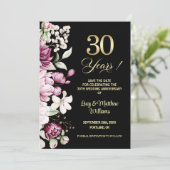 Elegant Floral Gold 30th Wedding Anniversary Save The Date (Staand voorkant)
