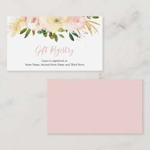 Elegant Floral Gold Blush Pink Gift Registry Informatiekaartje