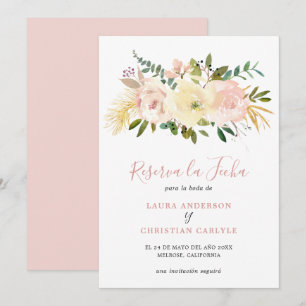 Elegant Floral Gold Blush Pink Weddenschap Spaans Save The Date