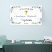 Elegant Floral Gold Cross Baby Baptisme Welkom Spandoek (Beurs)