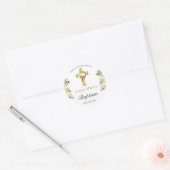 Elegant Floral Gold Cross Baptisme Hartelijk dank Ronde Sticker (Envelop)