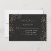 Elégant Floral Gold Foil Mariage RSVP (Dos)