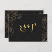 Elégant Floral Gold Foil Mariage RSVP (Devant / Derrière)