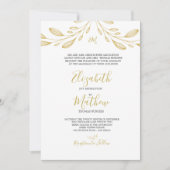 Elegant Floral Gold Formal Wedding Kaart (Voorkant)