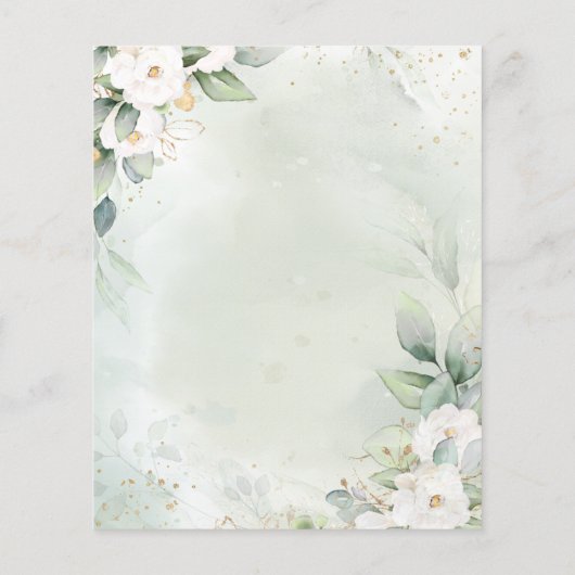 Elegant Floral Gold Green Professional Stationery (Achterkant)