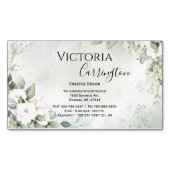 Elegant Floral Gold Green Script Professional Magnetisch Visitekaartje (Voorkant)