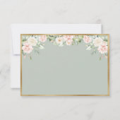 Elégant Floral Gold Green Script Wedding RSVP (Dos)